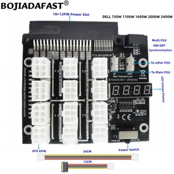 12 Портов PCI-E 6Pin Breakout Board Синхронизация С кабелем SATA Для DELL 750 Вт 1100 Вт 1600 Вт 2000 Вт 2400 Вт Серверный блок питания