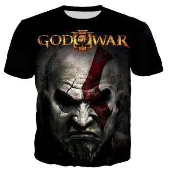 2023 Новые Летние Дышащие футболки God Of War с 3D принтом, Мужские Модные Детские футболки в стиле хип-хоп, Мужские Игровые Топы с коротким рукавом для мальчиков Оверсайз