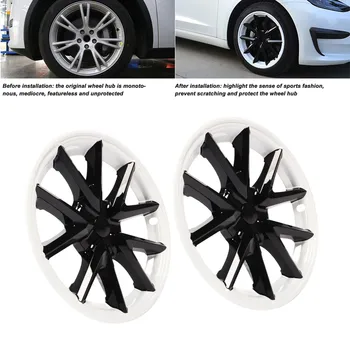 4шт 18-дюймовая Крышка колеса Hubcap Модель 3 Крышка Ступицы Колеса Белая Черная Замена Крышки Обода Колеса Для Tesla Модель 3 2017-2022