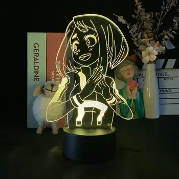 My Hero Academia Очако Урарака 3D ночник для декора спальни, светильник, красочный подарок на день рождения, светодиодный светильник, подарок для детей в стиле манга
