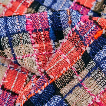 New Multicolor Plaid Weave Tweed Fabric For Dress Telas Por Metro Tissus Au MÈTre Ткань Для Шитья Одежды Sewing By The Yard Diy