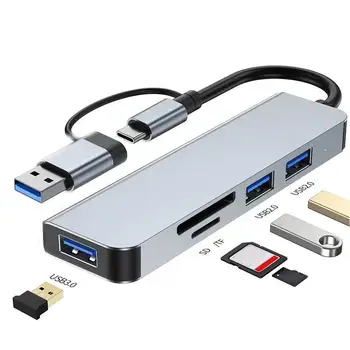 USB-концентратор 5 В 1 Type C к USB 3,0 2,0 док-станции SD TF Card Reader Для MacBook iPad Pro Samsung PC W1T2