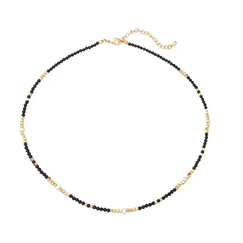 Бесплатная доставка Ожерелье из черного стекла и жемчуга в стиле барокко с цепочкой на шею для женщин