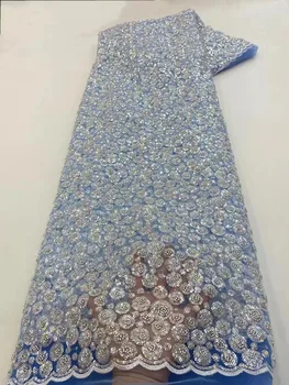 Нигерийско-африканский Жених, Кружевная ткань из бисера 2023 С блестками, Тюлевое Вечернее платье Для женщин, Вышивка, Французское кружевное полотно, Шитье