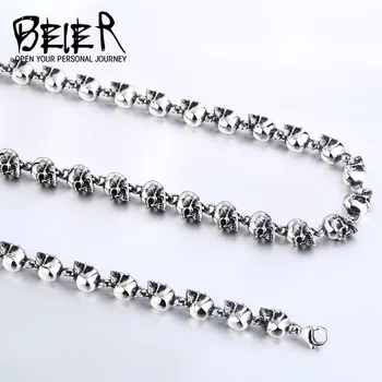 Новый магазин Beier, Ожерелье из нержавеющей стали 316L, Крутое ожерелье с черепом, панк-рок-мяч, Мужское ожерелье, высококачественные ювелирные изделия LLBN1031